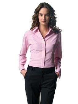 Branded Promotional RUSSELL COLLECTION LADIES LONG SLEEVE TENCEL CORPORATE SHIRT Shirt From Concept Incentives.