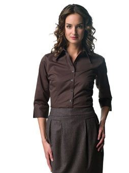 Branded Promotional RUSSELL COLLECTION LADIES THREE QUARTER SLEEVE TENCEL FITTED SHIRT Shirt From Concept Incentives.