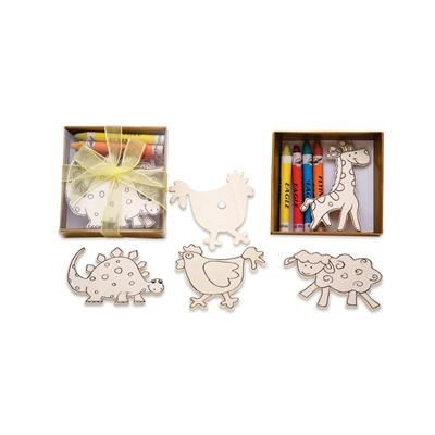 Branded Promotional MAGNETIC WOOD FIGURES SET with Pastels Colouring Set From Concept Incentives.