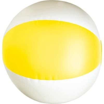 Branded Promotional BEACH BALL in Yellow & White Beach Ball From Concept Incentives.