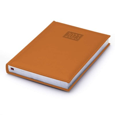 Branded Promotional RIO A5 PAGADAY DESK DIARY in Orange from Concept Incentives