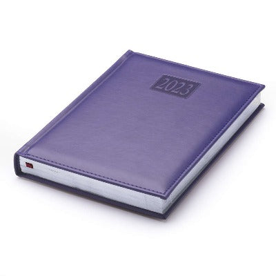 Branded Promotional RIO A5 PAGADAY DESK DIARY in Purple from Concept Incentives