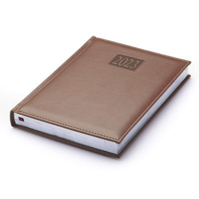 Branded Promotional RIO A5 PAGADAY DESK DIARY in Brown from Concept Incentives