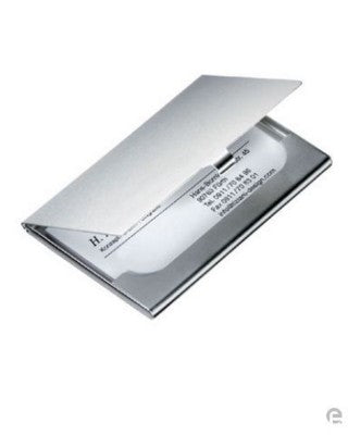 Branded Promotional BUSINESS CARD POCKET HOLDER in Silver Metal Business Card Holder From Concept Incentives.