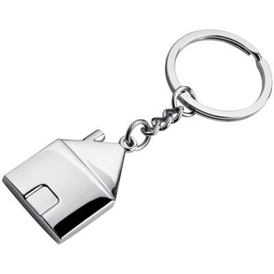 Branded Promotional METAL HOUSE KEYRING in Silver Keyring From Concept Incentives.