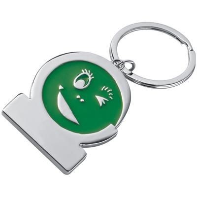 Branded Promotional SMILEY KEYRING in Green Keyring From Concept Incentives.