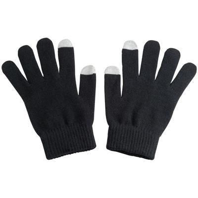 Branded Promotional TOUCH SCREEN ACRYLIC GLOVES in Black Gloves From Concept Incentives.