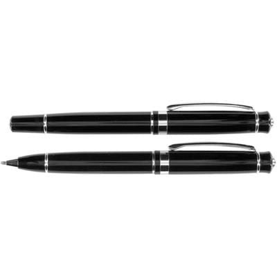 Branded Promotional ALUMINIUM METAL PEN SET in Black & Silver Pen Set From Concept Incentives.