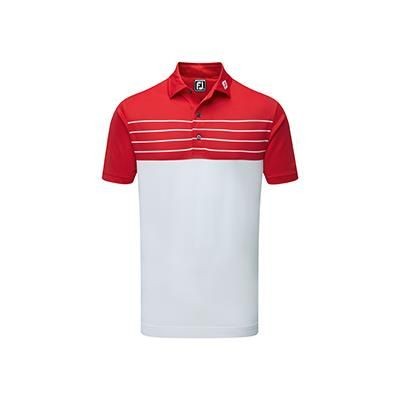 Branded Promotional FOOTJOY STETCH PIQUE STRIPE COLOUR CUBE BLOCK ATHLETIC FIT Polo Shirt From Concept Incentives.