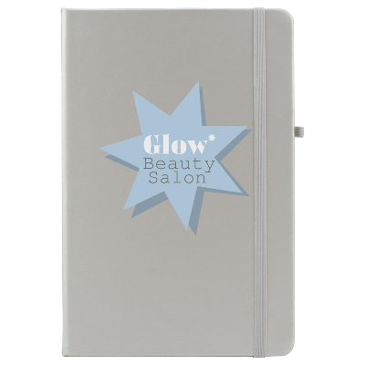 Branded Promotional ABBEY NOTE BOOK in Silver Jotter From Concept Incentives.