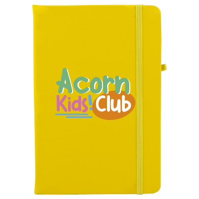 Branded Promotional ABBEY NOTE BOOK in Yellow Jotter From Concept Incentives.