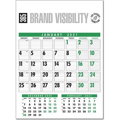 Branded Promotional COMMERCIAL PLANNER - GREEN & BLACK Calendar From Concept Incentives.