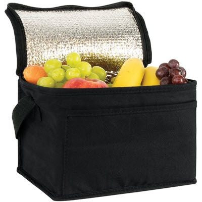 Branded Promotional MARDEN 6 CAN COTTON COOL BAG in Black Cool Bag From Concept Incentives.