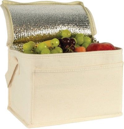 Branded Promotional MARDEN 6 CAN COTTON COOL BAG in Natural Bag From Concept Incentives.