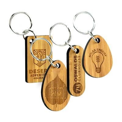 Branded Promotional BESPOKE BAMBOO KEYRING Coaster From Concept Incentives.