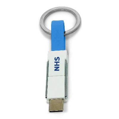 Branded Promotional 3-IN-1 KEYRING CHARGER CABLE in Blue Cable From Concept Incentives.