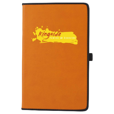 Branded Promotional BORDER NOTE BOOK in Orange from Concept Incentives