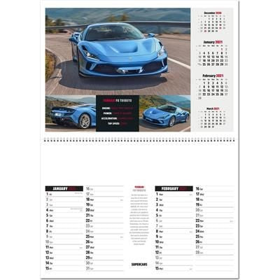 Branded Promotional SUPERCARS CENTRAL SPIRAL WALL CALENDAR Calendar From Concept Incentives.