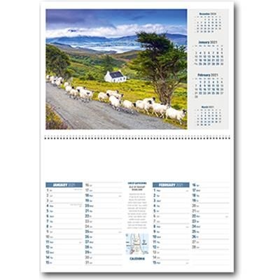 Branded Promotional CALEDONIA CENTRAL SPIRAL WALL CALENDAR Calendar From Concept Incentives.