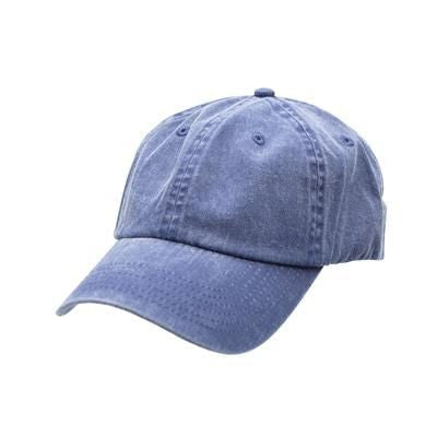 Branded Promotional 100% COTTON PIGMENT DYED, WORN LOOK 6 PANEL UNSTRUCTED CAP with Brass Buckle in Navy Baseball Cap From Concept Incentives.