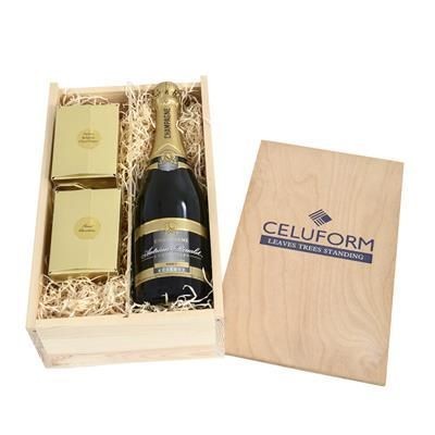 Branded Promotional CHAMPAGNE, CHOCOLATE & TRUFFLES CRATE Champagne From Concept Incentives.