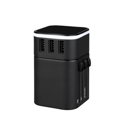 Branded Promotional CALYPSO TRAVEL ADAPTER 3 USB PORT Technology From Concept Incentives.