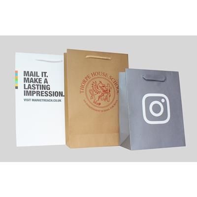 Branded Promotional CALYPSO BROWN KRAFT LUXURY PAPER CARRIER BAG Carrier Bag From Concept Incentives.