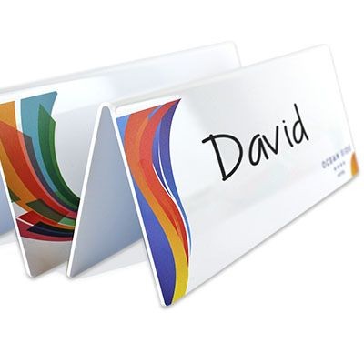 Branded Promotional REUSABLE CUSTOMISED WHITEBOARD DESKPLATE Nameplate From Concept Incentives.
