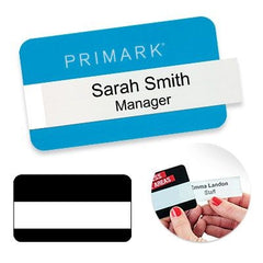 Reusable Selfit® PRO Single line Name Badges, 70 x 40 mm, Oval shape