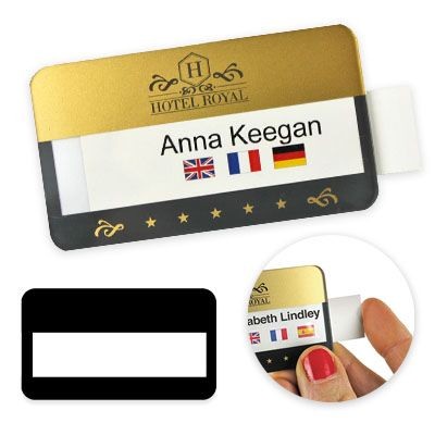 Branded Promotional REUSABLE SELFIT¬Æ PRO DOUBLE LINE NAME BADGE 70 X 40MM Badge From Concept Incentives.