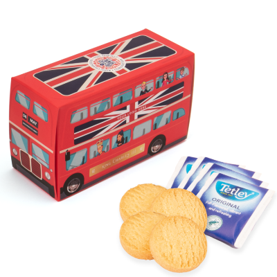 Branded Promotional CORONATION ECO BUS BOX of Tea and Shortbread Biscuits from Concept Incentives