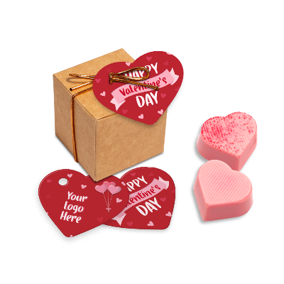 Branded Promotional ECO CUBE OF RASBERRY HEART CHOCOLATE TRUFFLES from Concept Incentives