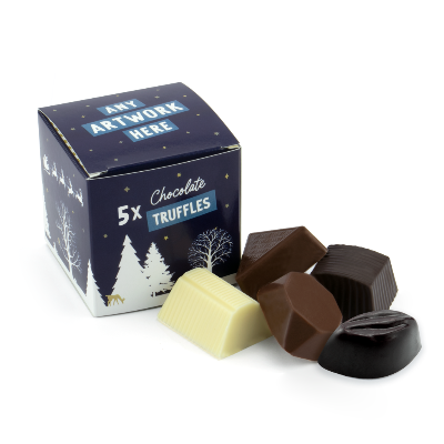 Branded Promotional ECO MAXI CUBE OF 5 CHOCOLATE TRUFFLES from Concept Incentives