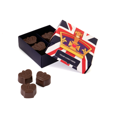 Branded Promotional CORONATION ECO TREAT BOX with CLEMENTINE CROWNS Chocolates from Concept Incentives