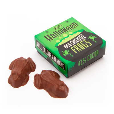 Branded Promotional HALLOWEEN ECO TREAT BOX OF 2 MILK CHOCOLATE FROGS from Concept Incentives