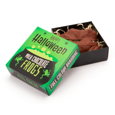 Branded Promotional HALLOWEEN ECO TREAT BOX OF 2 MILK CHOCOLATE FROGS from Concept Incentives