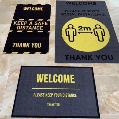 Branded Promotional COVID 19 SAFE DISTANCE FLOOR MAT Mat From Concept Incentives.