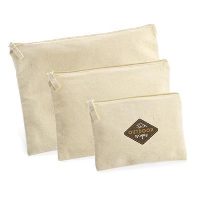 Branded Promotional COTTON COSMETICS ZIPPERED BAG, LARGE Cosmetics Bag From Concept Incentives.