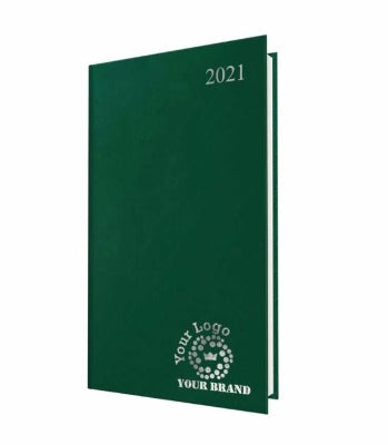 Branded Promotional FINEGRAIN WEEK TO VIEW POCKET DIARY in Green from Concept Incentives