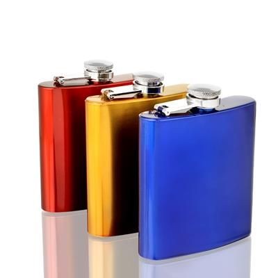 Branded Promotional 6OZ METALLIC HIP FLASK Hip Flask From Concept Incentives.