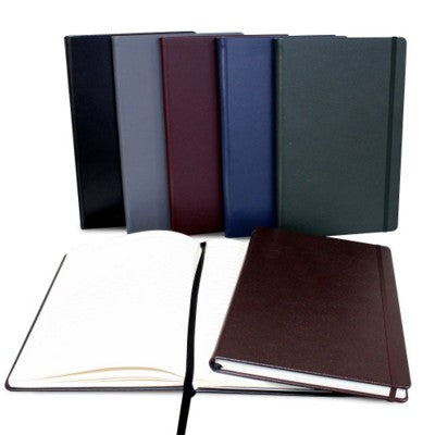 Branded Promotional A5 CASEBOUND NOTE BOOK in Hampton Finecell Leather from Concept Incentives