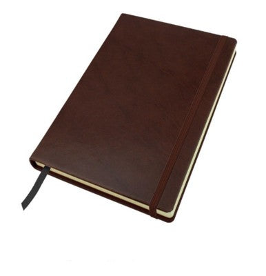 Branded Promotional A5 CASEBOUND NOTE BOOK in Richmond Nappa Leather Jotter in Brown From Concept Incentives.
