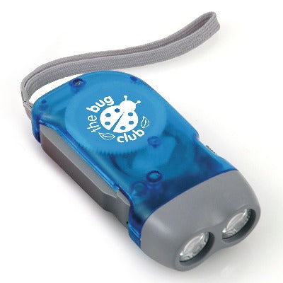 Branded Promotional BEECH WOOD KINETIC DYNAMO TORCH in Blue from Concept Incentives