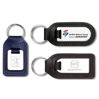 Branded Promotional ECONOMY LEATHER MEDALLION POLYCROWN CAST KEYRING Keyring From Concept Incentives.