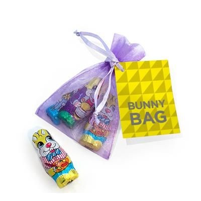 Branded Promotional ORGANZA BUNNY RABBIT BAG Chocolate From Concept Incentives.