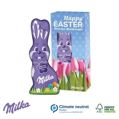 Branded Promotional MILKA BOXED CHOCOLATE EASTER BUNNY RABBIT Chocolate From Concept Incentives.
