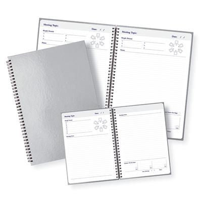 Branded Promotional SPIRAL WIRO BOUND MEETING BOOK in Silver Note Pad From Concept Incentives.