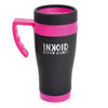 Branded Promotional OREGON BLACK TRAVEL MUG in Pink Travel Mug from Concept Incentives