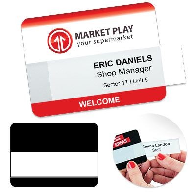 Branded Promotional REUSABLE SELFIT¬Æ MULTI LINE NAME BADGE 75 X 55MM Badge From Concept Incentives.