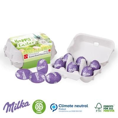 Branded Promotional PERSONALISED MILKA 6 MINI EGG CARTON Chocolate From Concept Incentives.